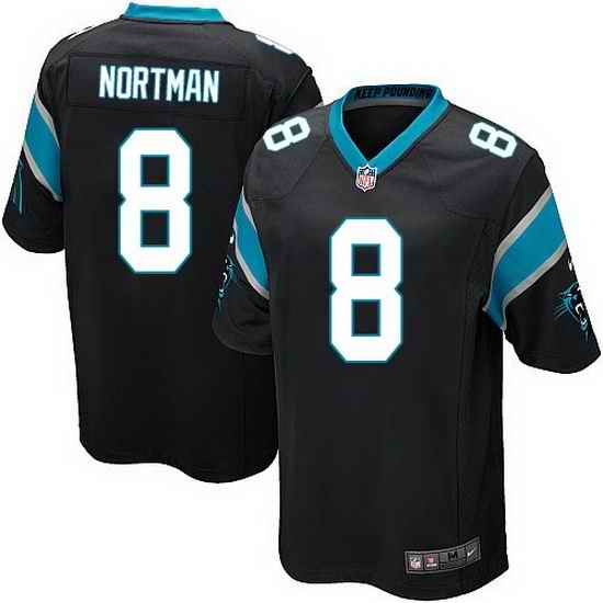 Nike Panthers #8 Brad Nortman Black Team Color Mens Stitched NFL Elite Jersey